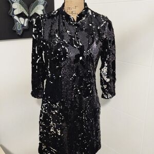 Zara Black Sequin Mini Dress